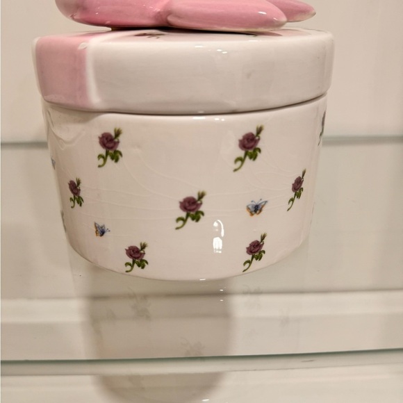 Coquette Telefloral Round Package Ceramic Jar Lavender bow - Picture 8 of 9